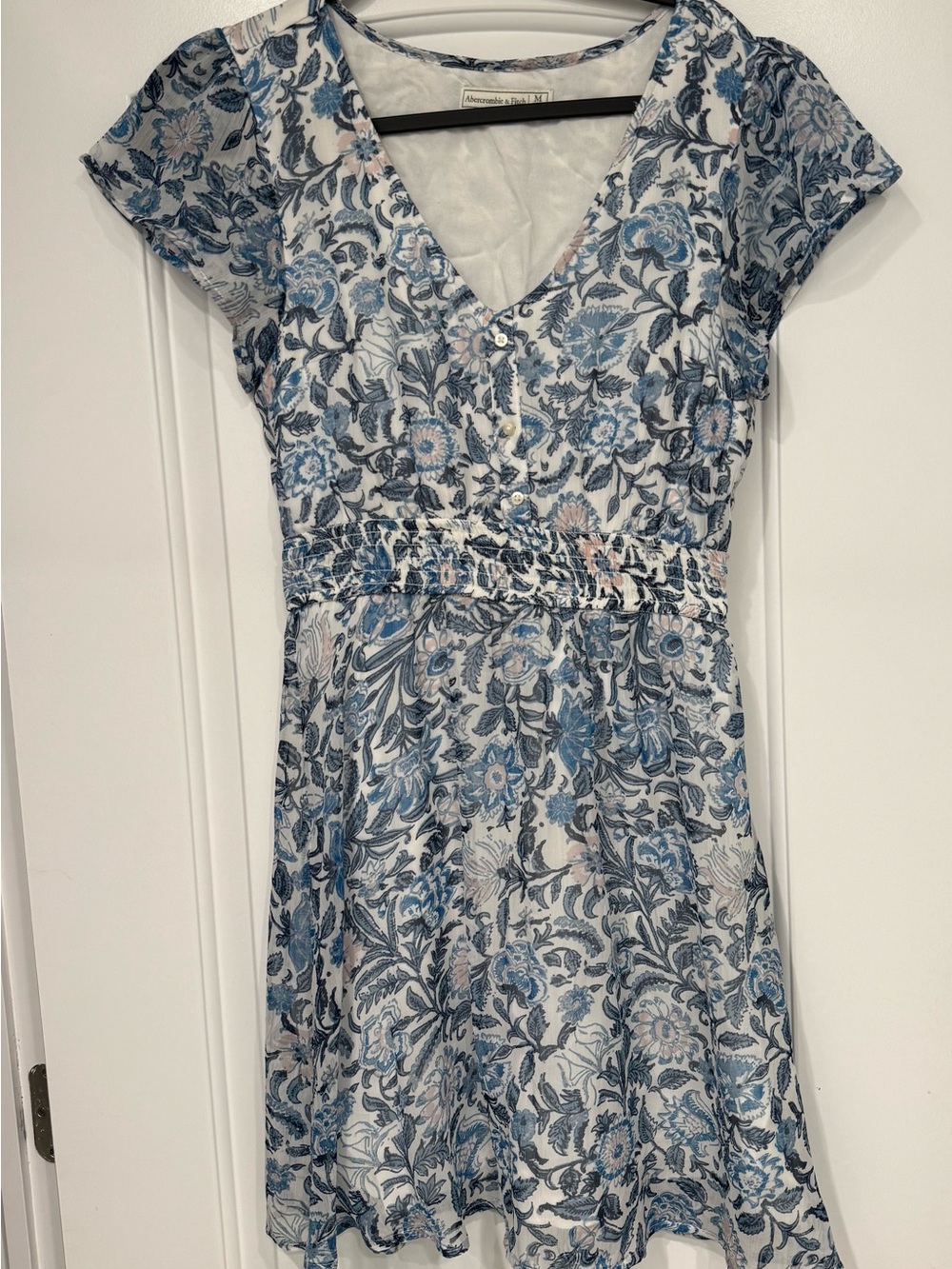 Abercrombie & Fitch White Dress with Blue Floral Print